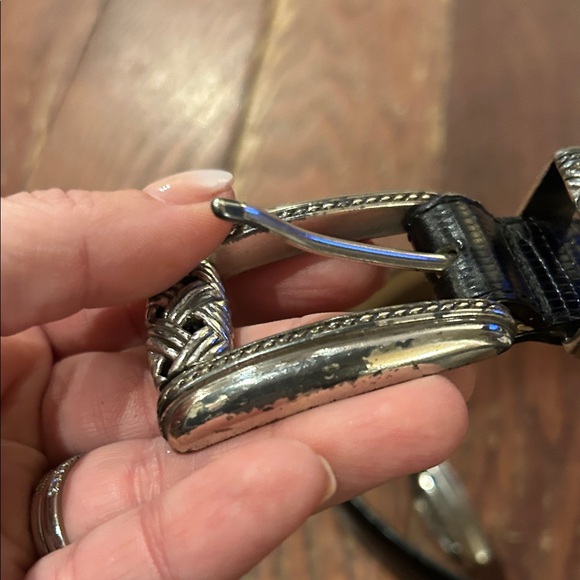 Brighton Black Leather Belt with Silver Buckle - Picture 6 of 8